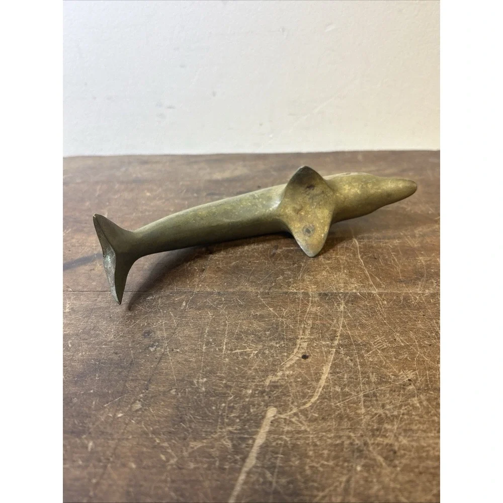 Brass Dolphin Paperweight Decorative Curio 6.5